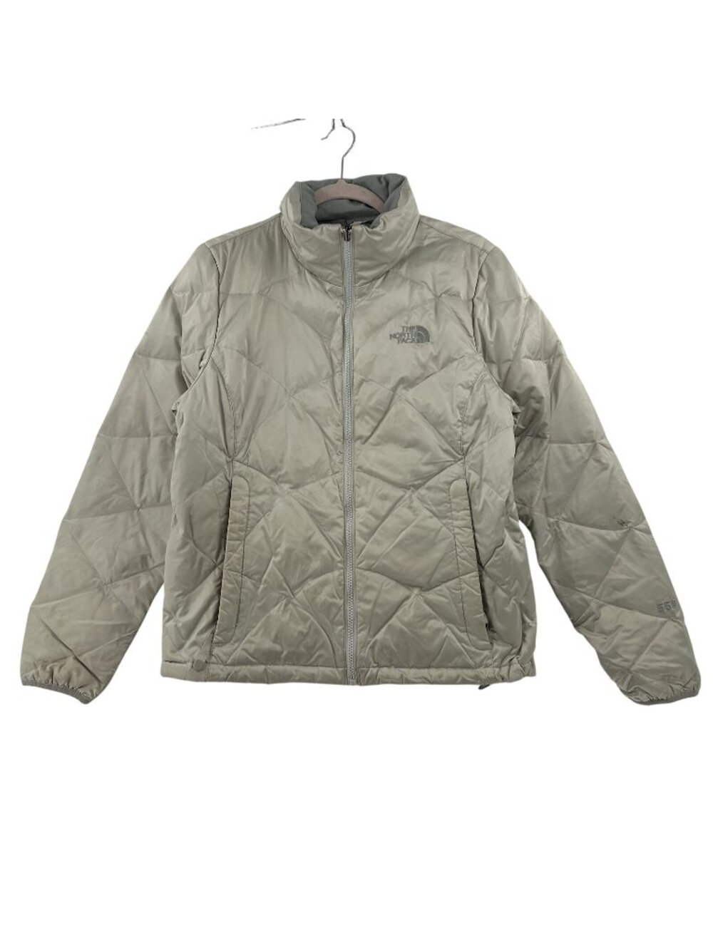 The North Face Down Puffer Jacket 550 Women's M Off White Full Zip Nylon Pockets